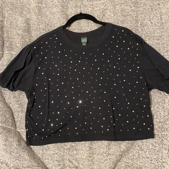 wild fable Tops - Rhinestone black crop top tee